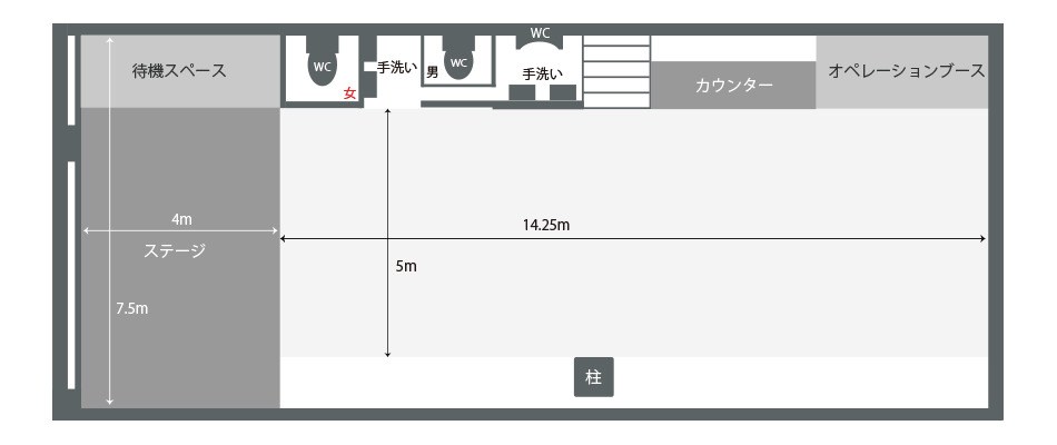 東京都内 日本橋 神田 秋葉原近郊の貸しホールのスタンディングレイアウト例
